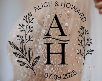 Minimalist Floral Wedding Monogram Logo Design (SVG, PNG) - Custom Couple Initial Logo