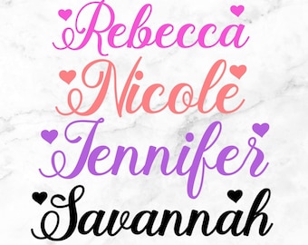 Personalized Name Heart SVG: Custom Digital File (PNG)