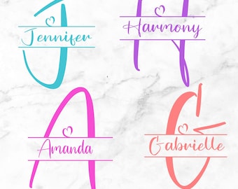 Coeur divisé monogramme SVG : script lettres de l'alphabet (téléchargement numérique)