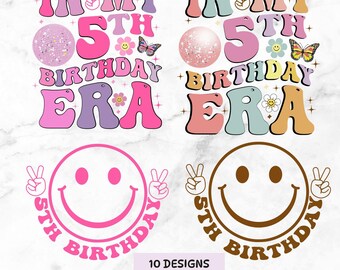5th Birthday Era SVG PNG: Groovy Retro Design (Digital Download)