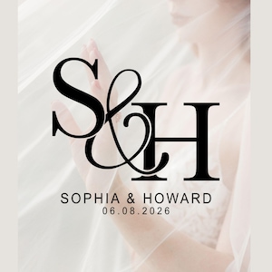 Individuelles Hochzeits-Monogramm-Logo, elegante Initialen, minimalistische Namen für die Braut und Bräutigam (SVG PNG)