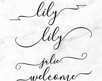 Custom Name Calligraphy Font with Tails (SVG, PNG, PDF)