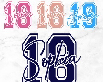 Diseño SVG personalizado para camisetas con nombre y número, gráficos deportivos personalizados (descarga digital).