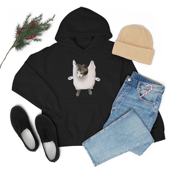 Unisex Heavy Blend Hooded Sweatshirt with cute cat