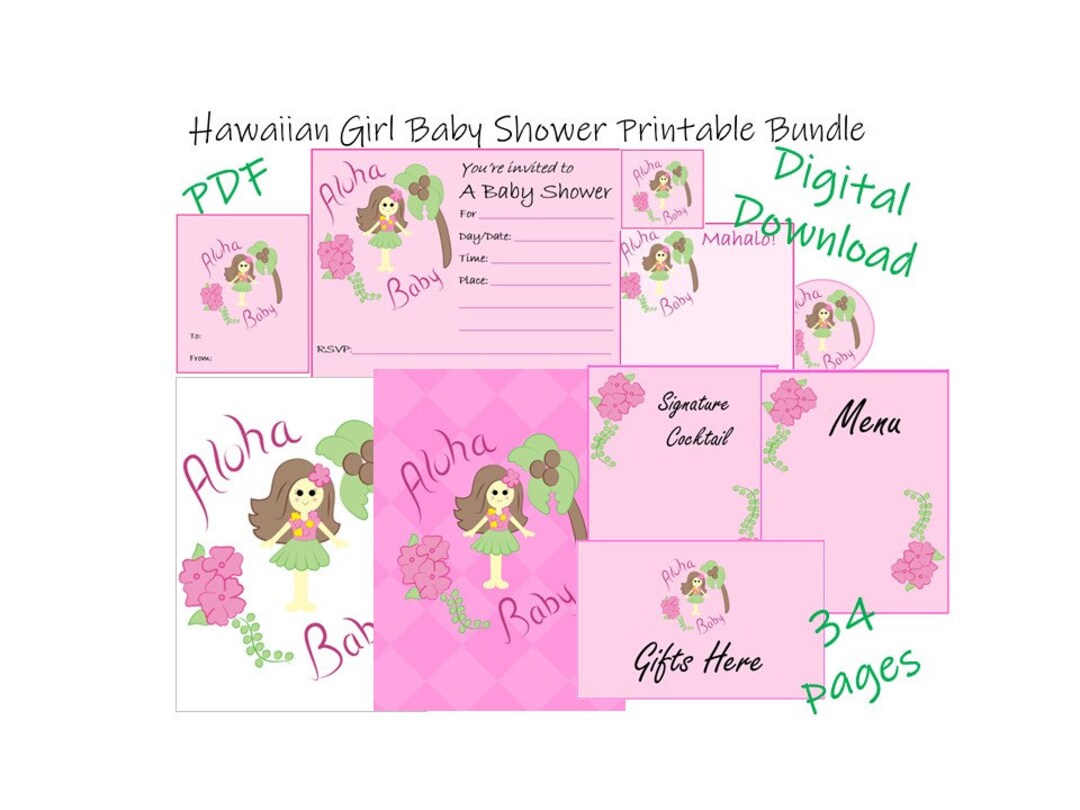 Aloha Baby Shower Planner Printable Bundle Hawaii Girl Etsy
