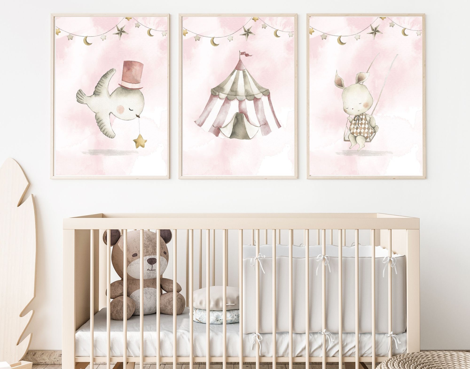 Circus Wall Art Circus Art Prints Blush Elephant Nursery Decor Blush ...