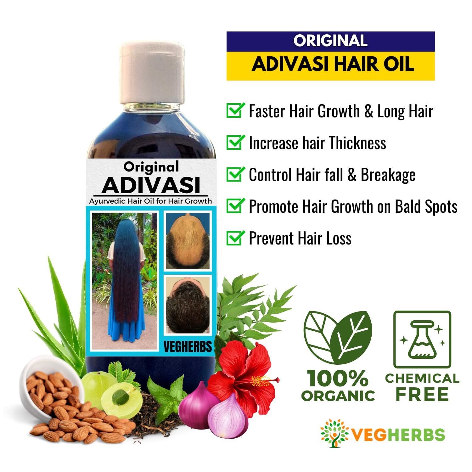 100 Pure Adivasi Herbal Hair Growth Oil 100ml Etsy