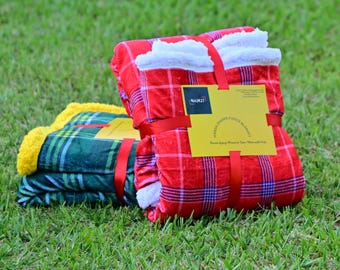Maasai Sherpa Fleece Blanket/Shuka - Vibrant Cultural Throw (50"x60")