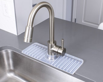 Naikit's Small 14,5 x 5,5 Zoll Silikon Spülbecken Matte Spritzschutz. Passt nur für einen Wasserhahn! VOR DEM KAUF MESSEN. Klar, Schwarz und Grau