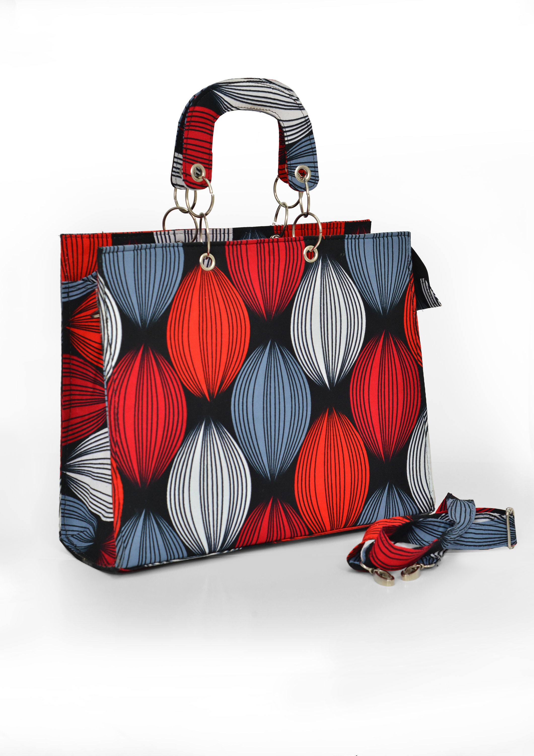 Buttoned Ankara tote jute bag - A3 main image 1