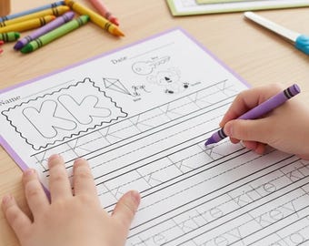 A-Z-werkbladen voor het overtrekken van letters en woorden