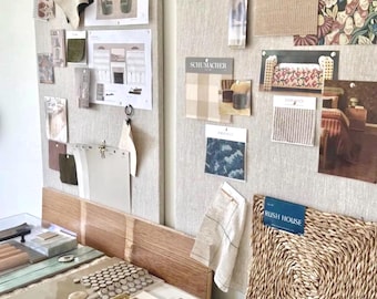 Bacheca in lino neutro senza cornice da 24"x36" 2' x 3' / Bacheca in lino / Moodboard minimalista per interior designer