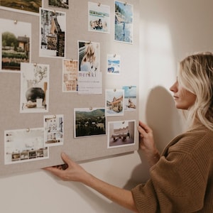 CUSTOM SIZED Linen Pinboard Neutral Bulletin Board Mood Board Frameless Designer Interior Design image 9