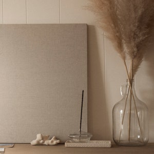 Tablón de anuncios de lino moderno de 24" x 24", tablero de estado de ánimo, gris moderno, sin marco, hecho a medida