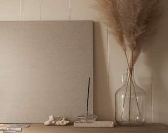 CUSTOM SIZE Modern Linen Designer Pinboard Neutral Grey Bulletin Board Mood Board Frameless