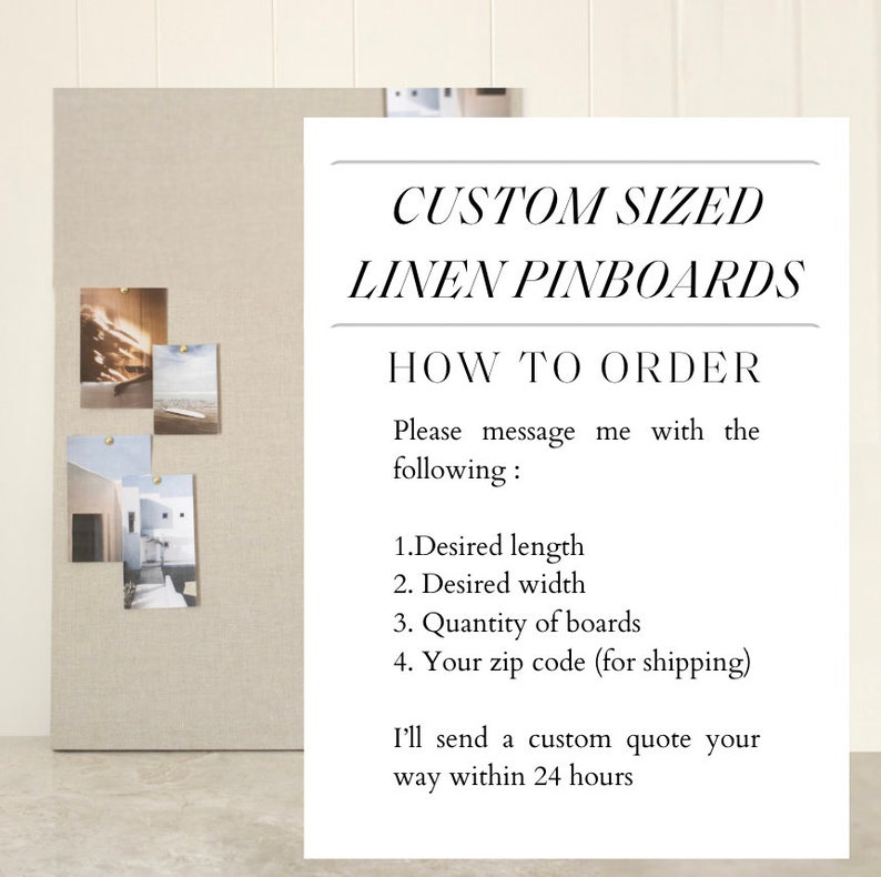 CUSTOM SIZED Linen Pinboard Neutral Bulletin Board Mood Board Frameless Designer Interior Design image 2