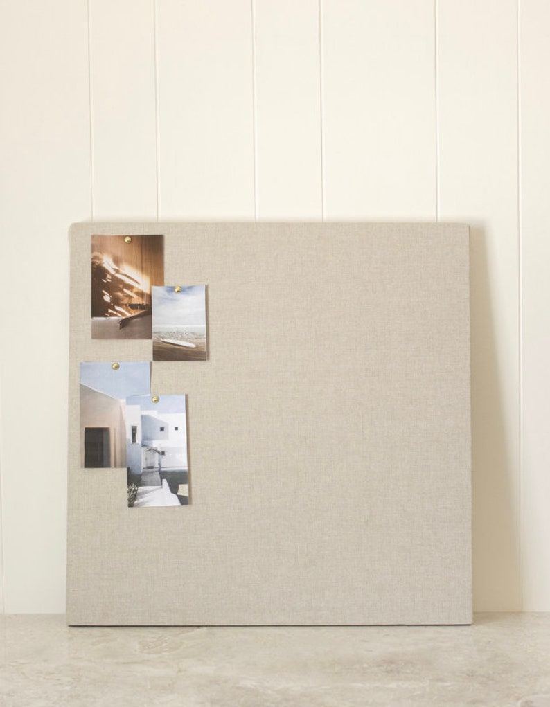 CUSTOM SIZED Linen Pinboard Neutral Bulletin Board Mood Board Frameless Designer Interior Design image 3