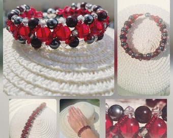 Swarovski crystal bracelet red black gray gift for woman mom grandma colleague aunt unique jewel