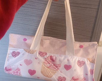 Cake bag or cake bag cake pattern cupcakes and hearts hearts pink white gift idea Grandma's Day Mother's Day mistress friend colleague