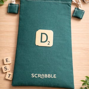 Sac à jetons Scrabble initiale prénom cousu main personnalisé