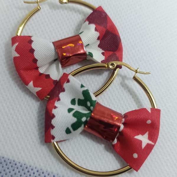 Holiday bow earrings Christmas evening yin yang New Year's Eve Christmas earings bowtie
