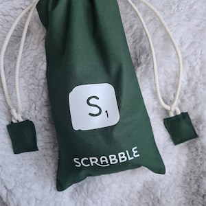 Sac à jetons Scrabble initiale prénom cousu main personnalisé