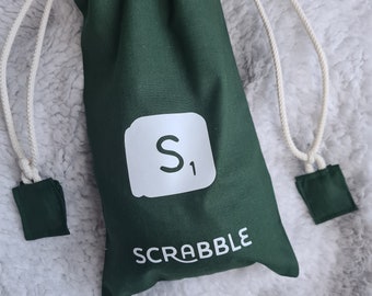 Personalized hand-sewn first name initial Scrabble chip bag