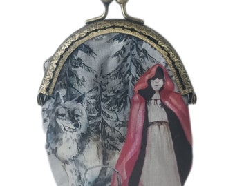 Vintage Little Red Riding Hood hand-sewn glamor gothic coin purse