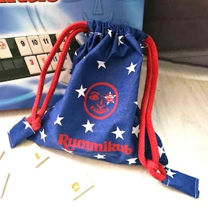 Sac à tuiles Rummikub chiffres ou lettres sac à jeton cousu main version juste pour jetons ou sac de jeu de voyage supports et jetons