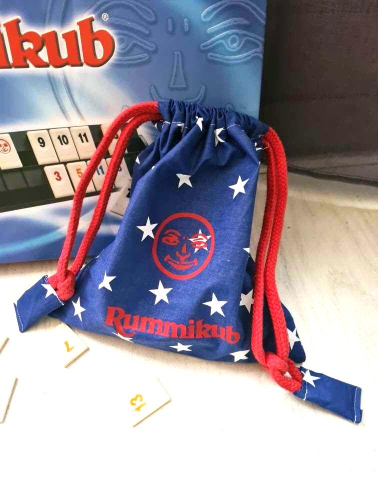 Rummikub tile bag numbers or letters hand-sewn token bag version just for tokens or travel game bag holders and tokens