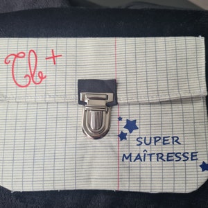 pochette spéciale maitresse d'école professeur maitre avec fermeture cartable