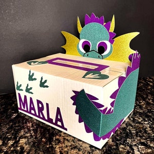 Kit de caja de San Valentín con dragón personalizado, caja de San Valentín para niños, caja de San Valentín para niñas, caja de San Valentín para niños, caja de tarjetas de San Valentín, caja del día de San Valentín