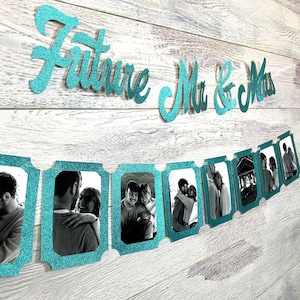 Future Mr & Mrs Photo Banner, 32 Colors, Add A Name, Bridal Shower Decor, Engagement Party Decor, Bridal Shower Banner, Wedding Shower Decor