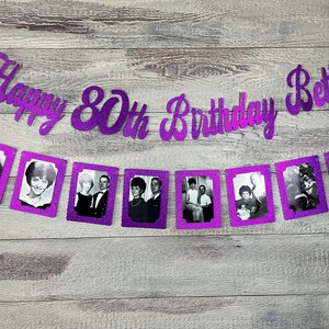 24 Colors, Happy Birthday Photo Banner, Add A Name, Birthday Decor, Birthday Party Decor, Personalized Birthday Banner, Custom Photo Banner