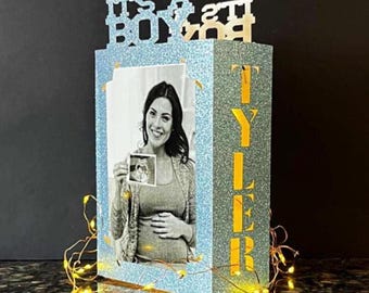 Personalized Baby Photo Centerpiece, It's A Boy, Baby Shower Decorations