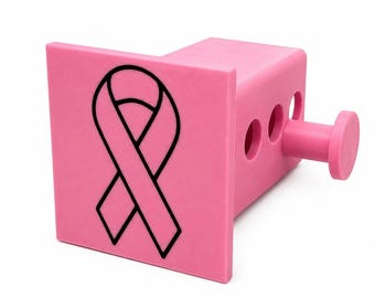 Pink Ribbon Hitch Cover | Breast Cancer Awareness Support | 3D Printed ASA (Fits 2-Inch Receivers)