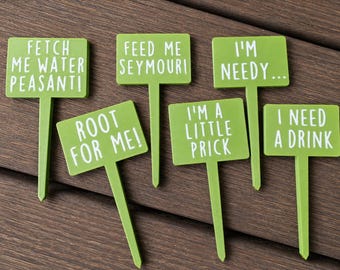 Funny Plant Markers Set | 3D Printed Houseplant Stakes (Set of 6)