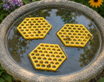 Honeycomb Bee Rafts | Floating Bee Watering Platform | Pollinator Garden Accessory | 3D Printed | Custom Colors