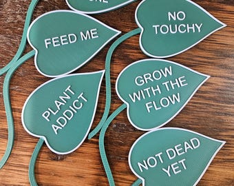 Funny Leaf Plant Markers | 3D Printed Plant Sayings Set (6)