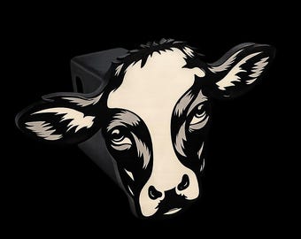 3D Printed Cow Hitch Cover | Black and White Farm Truck Accessory