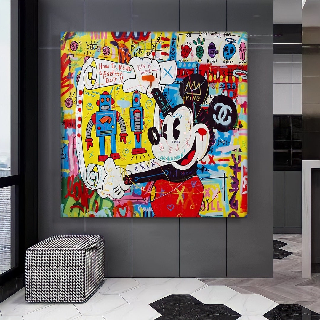 Mickey Mouse Plan Cartoon Pop Art Street Art Painting - Etsy