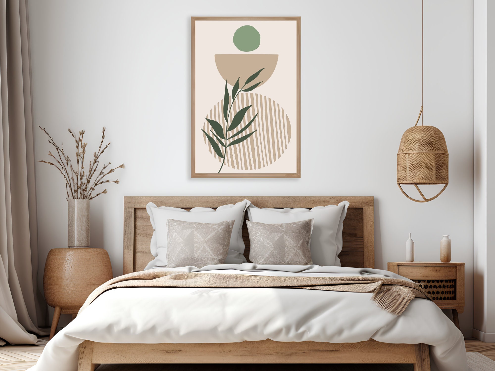 Sage Green Wall Art Bundle-sage Green Living Room Decor-minimalist Boho ...