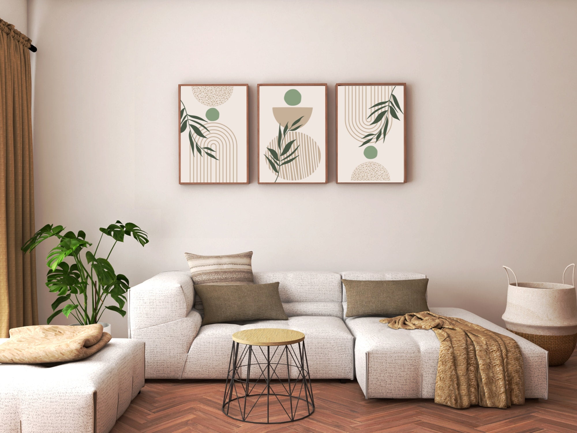Sage Green Wall Art Bundle-sage Green Living Room Decor-minimalist Boho ...