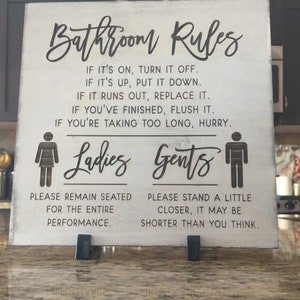 Bathroom Rules Sign Funny Signs for Bathroom Bathroom Wall - Etsy