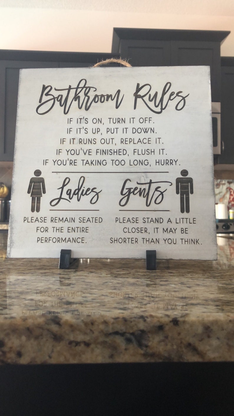 Bathroom Rules Sign Funny Signs for Bathroom Bathroom Wall - Etsy