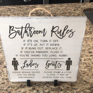 Bathroom Rules Sign Funny Signs for Bathroom Bathroom Wall - Etsy