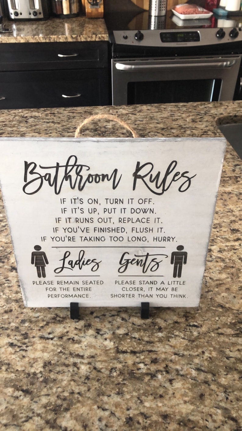 Bathroom Rules Sign Funny Signs for Bathroom Bathroom Wall - Etsy