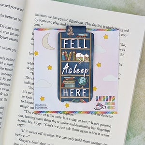 Fell Asleep Here - Cat on a Bookshelf - Magnetic Bookmark