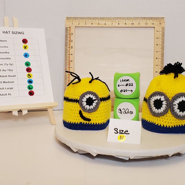 Item #22: Crochet Minion Inspired Hat, Size 3-6 Months, Made From 100% Acrylic Yarn