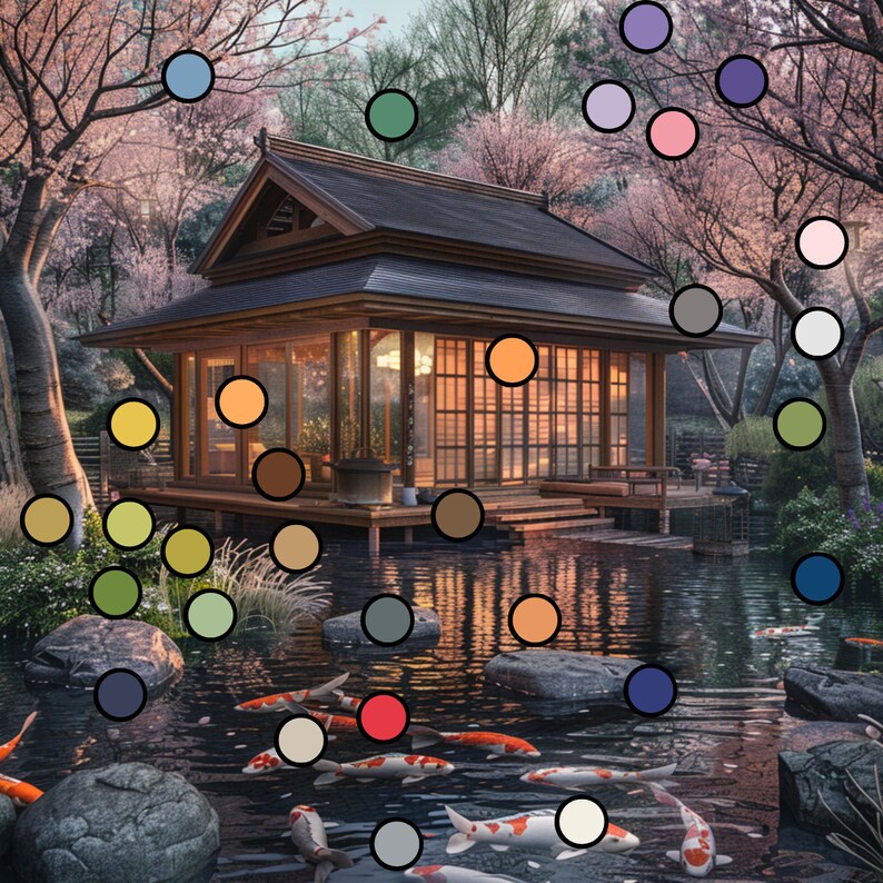 Procreate Color Palette Hex Codes, Color Swatches Japanese Countryside